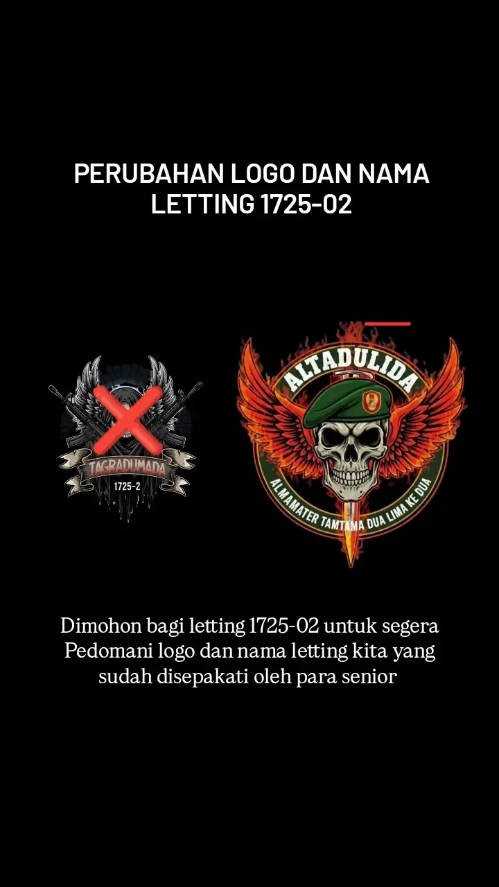 Mohon bantu di share ke teman-teman yang lain, ada perubahan nama dan logo letting 1725-05 🙏 #altadulida #tentaraindonesia #fyp #masukberandamuu #masukberandafyp #fypage #altadulida1725-2
