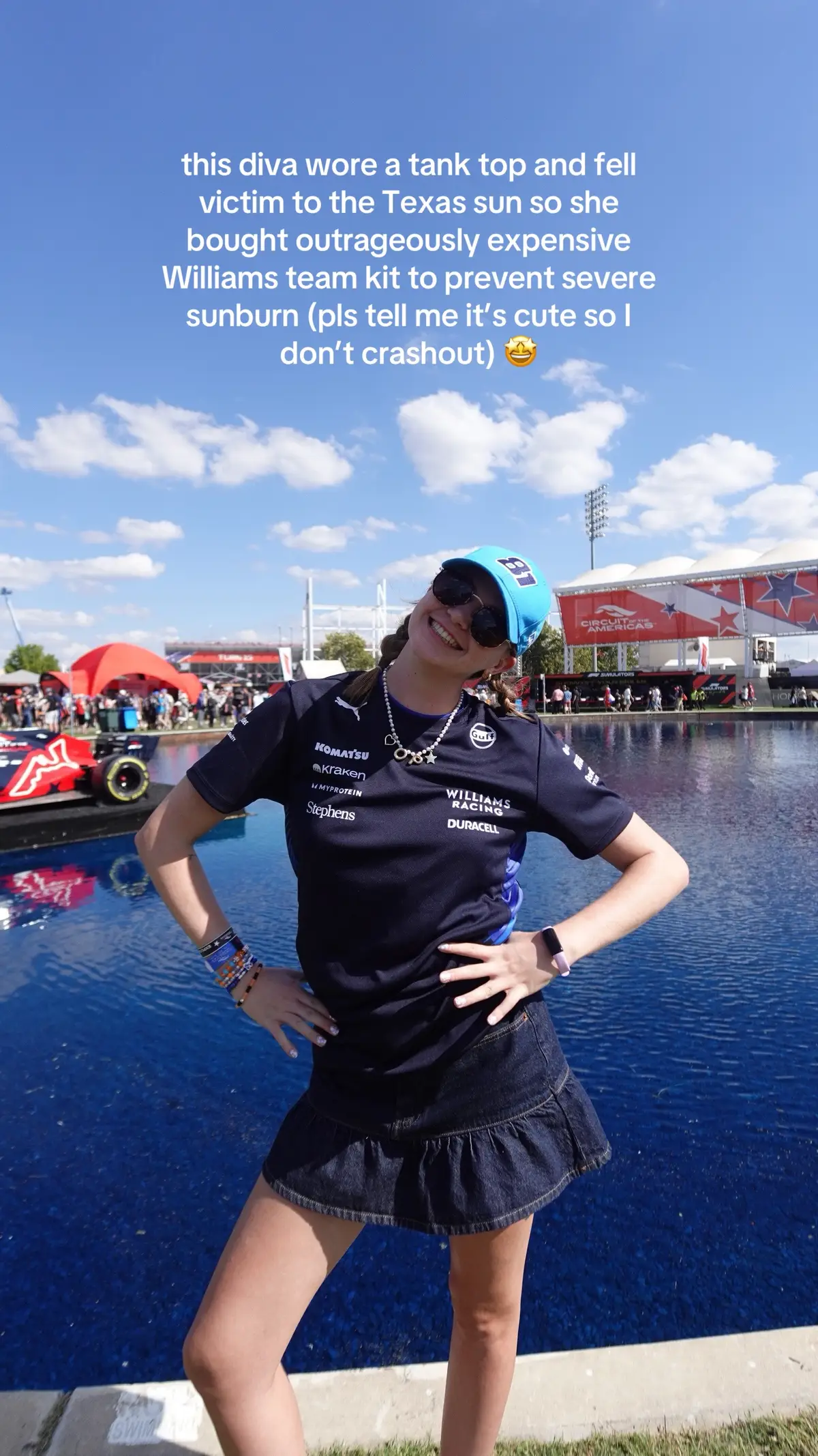 baby’s first team kit (my shoulders will be covered the rest of the weekend) #texas #cota #usgp #f1 #formula1 