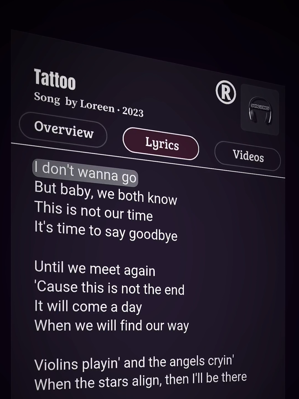 Tattoo 🎶 #tattoo #loreen #lyrics #song #songlyrics100202 