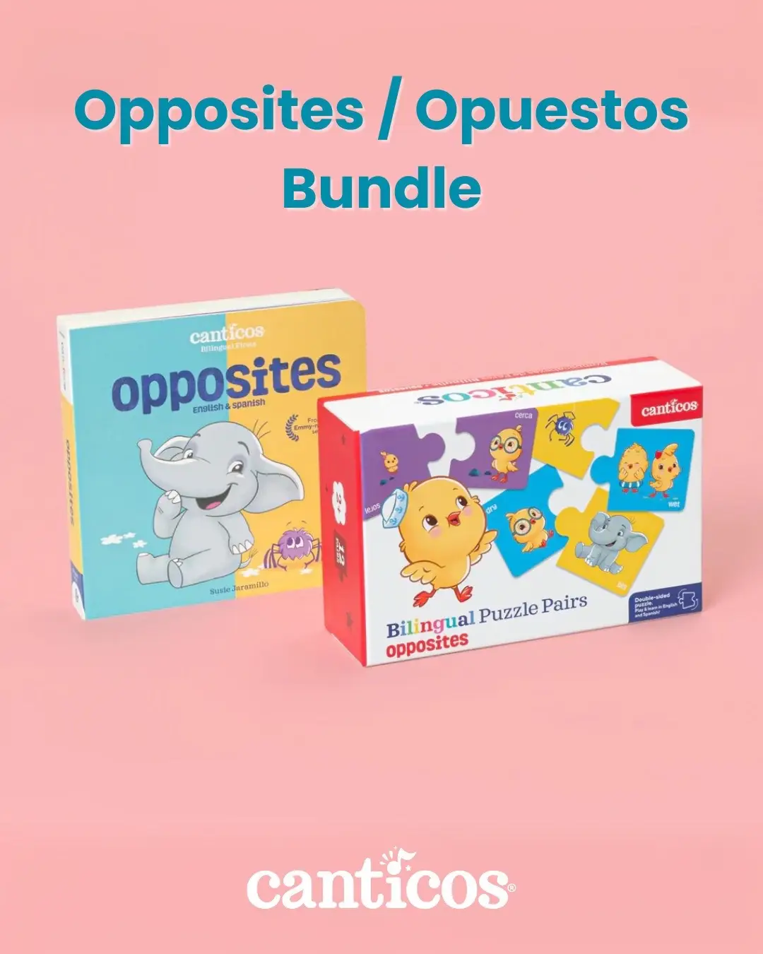Make every day #OppositeDay with this bundle! 💛Expose your pollitos to language acquisition through play. This bundle combines our Opposites book, with the Bilingual Opposites Puzzle Pairs to give your pollito the perfect jump start on their bilingual journey! 🐥✨