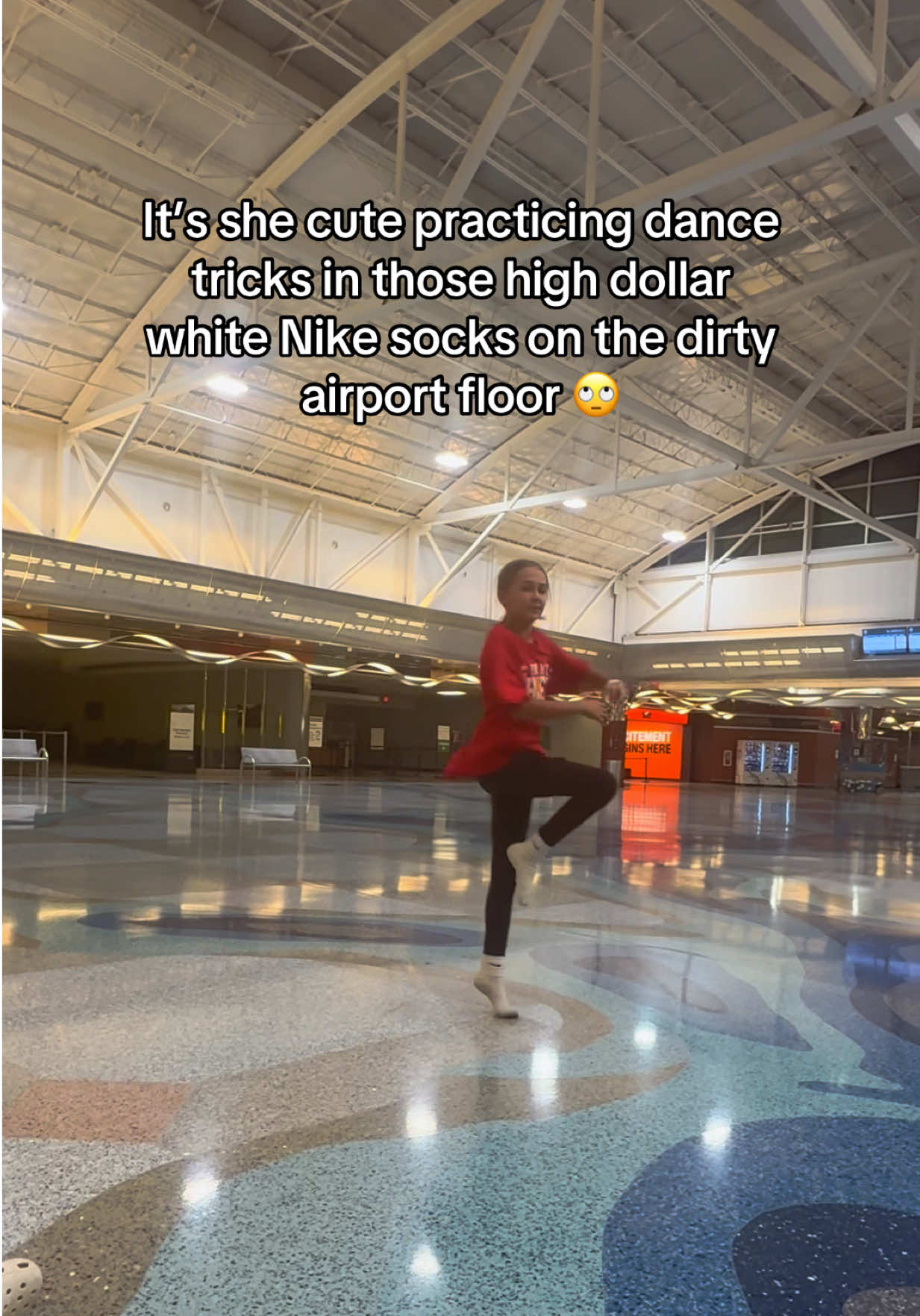 At least she’s cute. #nikesocks #whitesocks #dancetricks #dancer 