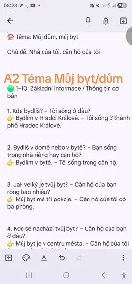 A2 Zkouška, Trvalý pobyt, Mluvení, Téma Můj dům / můj byt, học tiếng Séc, český jazyk, čeština, czech language, Praha, Séc, EU #CapCut 