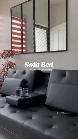 Lily Sofa Bed with Cup Holder and Steel Legs ✨ #lilysofabed #sofabed #worthbuying #creatorsearchinsight #bed #sofa #leather #leathersofa 