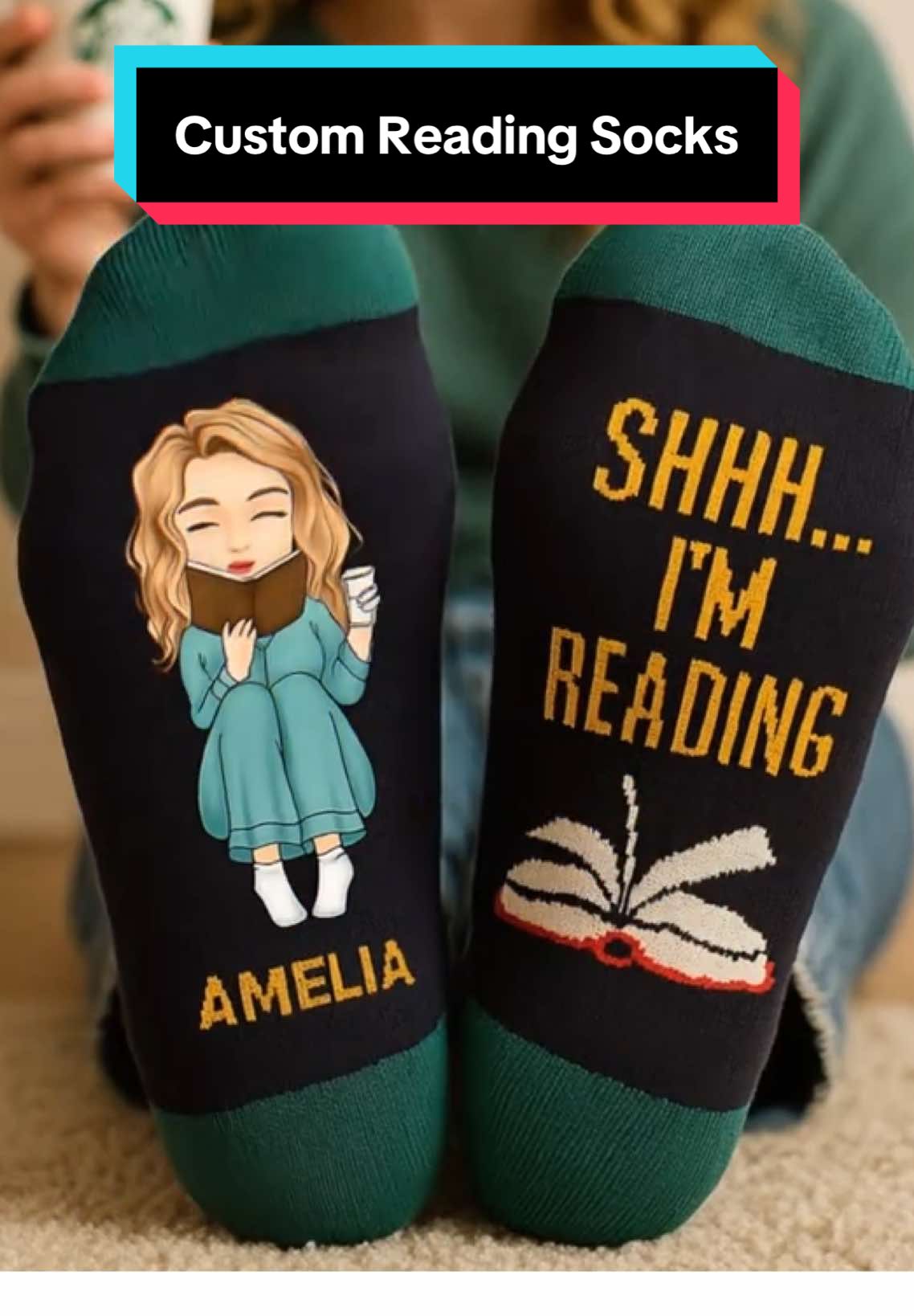 Shhh… I’m reading. And no, I don’t want to socialize. 😎📖 #pawfecthouse #personalizedgifts #books #reading #socks