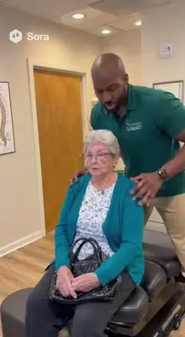 Ms Cooper gets launched through a door at chiropractor 😅 #elderly #ai #chiropractic #viral #fyp 