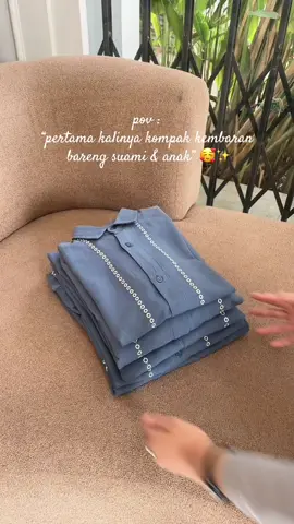 warna denim gini buat lebaran juga cakep yak🥰  #fyp #fypシ #ootdhijab #bajulebaran2026 #raya2026 #ootdlebaran #bajudenim #bajucouple 