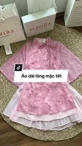 Áo dài cách tân mọc lông mặc tết #almirastore #aodaicachtan #aodainu #aodaitet #setvaymactet 
