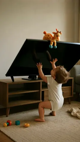 Heroic dog saves baby from falling TV #fyp #viral #dogs #dogrescue #bravedog 