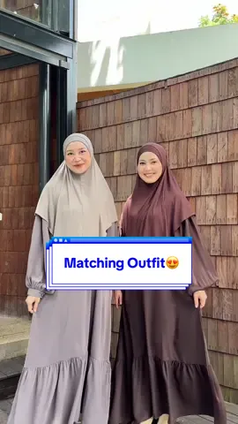 Matching outfit bareng bestie pake Hijab Vanya Syari & Abaya Noura🥰✨  #hijabstyle #abayafashion #kalishaxmima #fyp 
