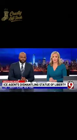 Breaking news: ICE agents dismantle the Statue of Liberty as America watches in disbelief. The symbol of freedom falls piece by piece. #BreakingNews #StatueOfLiberty #ICEagents #FreedomFalling #WakeUpAmerica