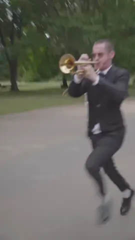 Throwback.    #brassband chasing #skaters through the #parkrun #runners #londonfun 