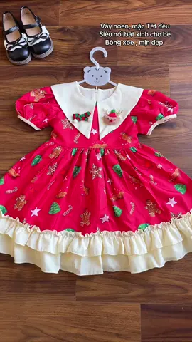 Bộ váy đỏ mặc noen mặc Tết đều siêu nổi bật xinh cho bé #xuhuong #vaynoen 