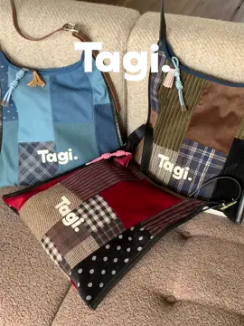 Tagi. Patchwork Shoulder Bag🍷 Plaid wool with color-blocking—casual autumn-winter vibes~🍂 Patchwork design with multiple fabrics, paired with corduroy and wool blend, perfect for winter, simple yet full of fun! Polka Dots, Stripes, and Denim add rich details, making it a versatile bag ready to go anywhere. #tagi #fyp #bag #outfitinspo #design 