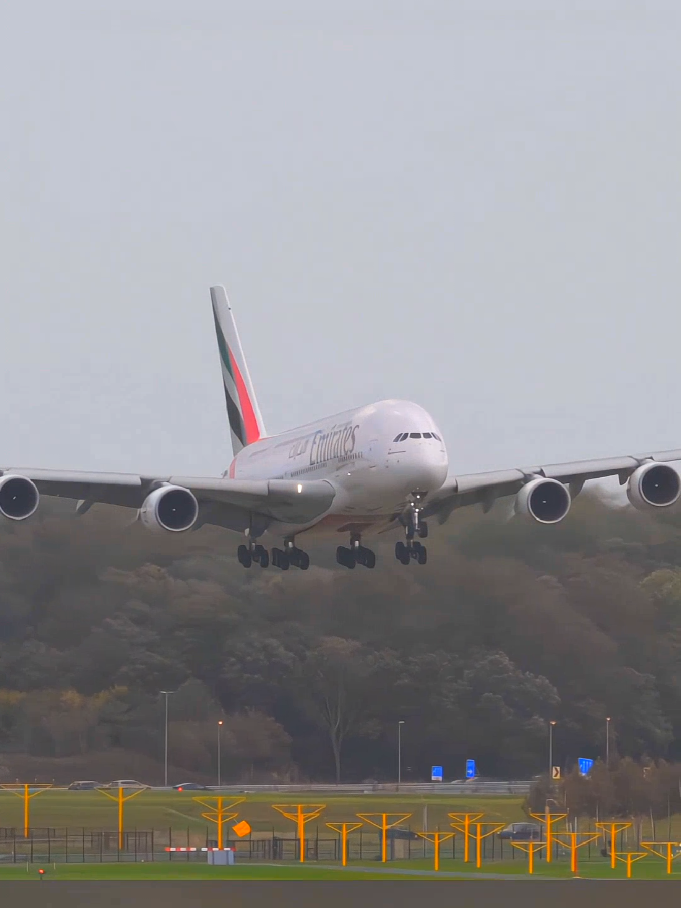 Emirates A380 Touches Down in Style — A Beautiful Landing! #Emirates #Airbus #A380 #AviationLovers #PlaneSpotting #Airport #AviationDaily #Smooth #landing 