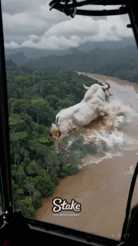 Unbelievable Bull Spotted in Amazon Rainforest! 🐾🌳👀 #AmazonRainforest 🌳 #Unbelievable 😱 #MysteriousCreature 👀 #WildlifeSightings 🐾 #JungleSecrets 🌿