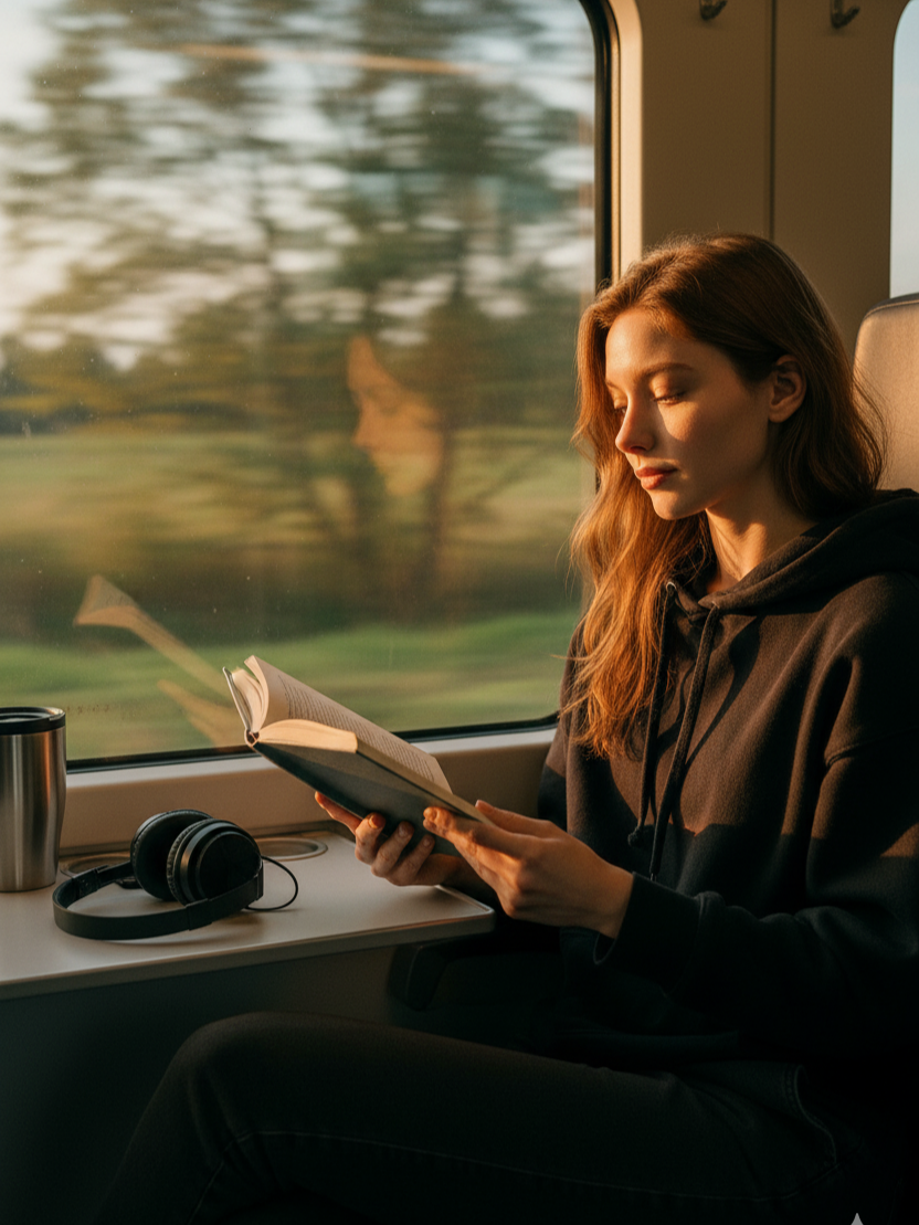 Google Gemini AI Tutorial! 1-Open Google Gemini 2-Upload your photo 3-Paste the prompt Prompt: Generate a realistic photo using the uploaded image as reference, keeping my face completely unchanged with all original details, skin tone, and expressions intact. The scene shows me sitting by a window on a moving train during golden hour, warm sunlight streaming through and softly lighting my face. Outside, trees and open fields blur past, while inside the train feels calm and quiet. I’m wearing a dark hoodie and comfortable pants, reading a book with a focused, peaceful expression. On the small table beside me are a pair of headphones and a travel mug. The mood is introspective and serene, with warm golden tones contrasting against the darker clothing and the motion-blurred background. #foryoupage❤️❤️ #gemini #ai