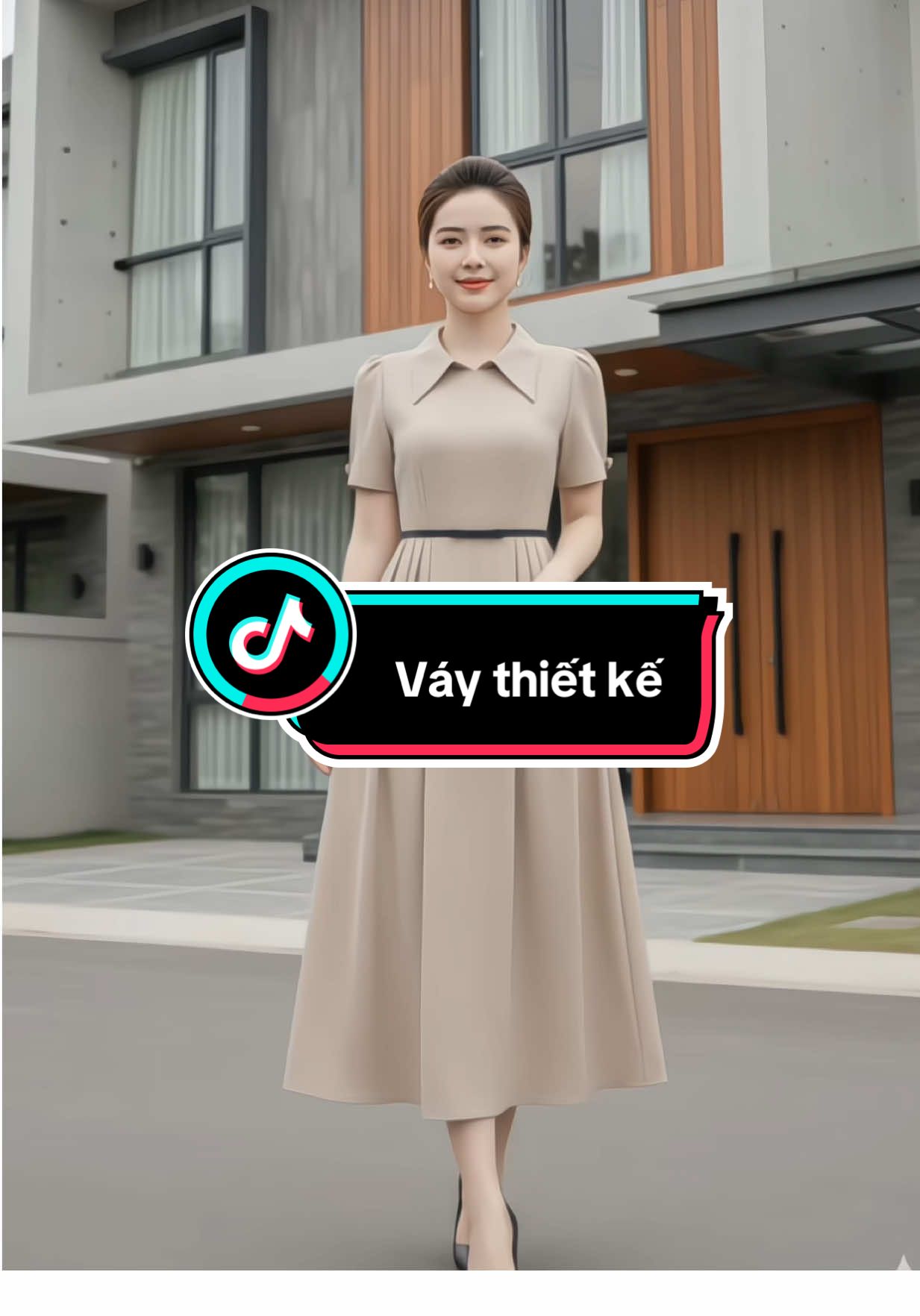 Váy thiết kế cổ bẻ , dáng xoè , chân xếp ly sang chảnh #thoitrangnu #vaythietke #damdutiec #thoitrangcongso 