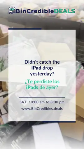 🚨 Didn’t catch the iPad drop yesterday? We drop iPads every Friday AND Saturday! Plus, bins are still 🔥 at just $10 each. 🚨 ¿Te perdiste los iPads de ayer? ¡Tenemos iPads todos los viernes Y sábados! Y todavía hay 🔥 por solo $10 cada uno. 🗓 𝗦𝗔𝗧𝗨𝗥𝗗𝗔𝗬 – $𝟭𝟬 | 𝟭𝟬𝗔𝗠–8𝗣𝗠 📍 6009 Memorial Dr, Stone Mountain, GA 👉 www.BinCredible.deals #iPadDropSaturday #WeekendDeals #StoneMountainGA #BinStore