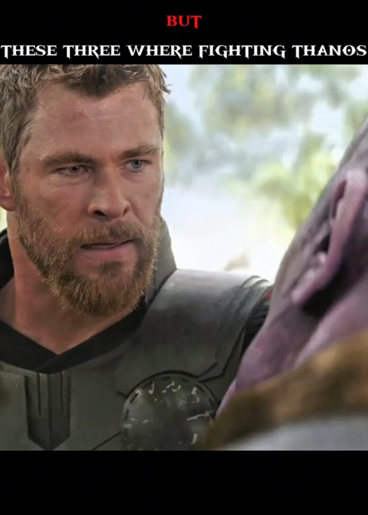 These three hold Aura against thanos ##fypp #thor #wanda #docterstrange #edite