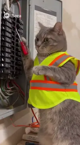 #funnycat #catsoftiktok #viral #teamwork #fyp Is your cat an electrician?🐾🪛🤭