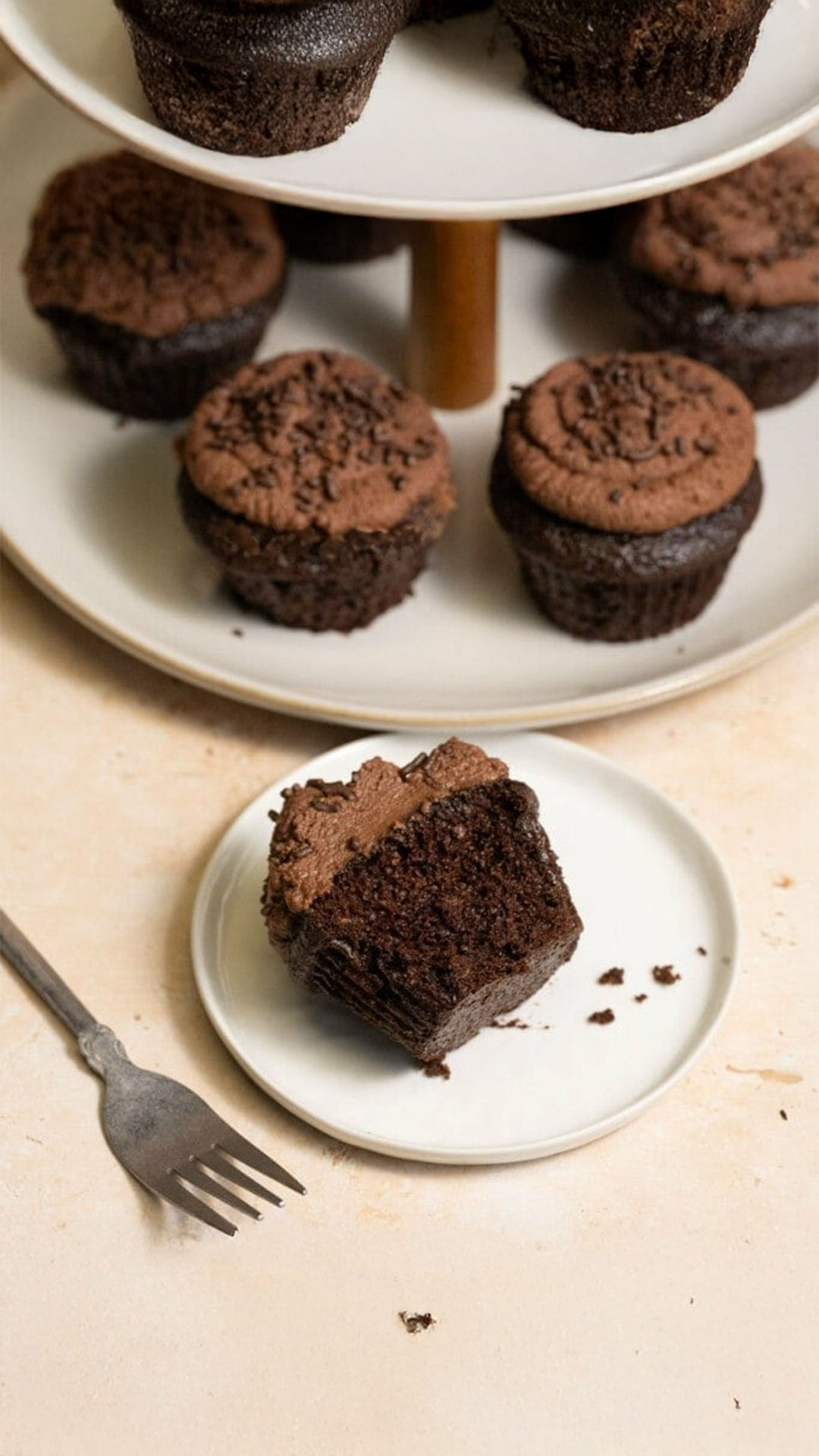 Happy National Chocolate Cupcake Day! These moist and decadent Chocolate on Chocolate Cupcakes with airy ganache prove that there is no such thing as too much chocolate.   Chocolate Cupcakes -1 ½ cups granulated sugar -3 large eggs -2 teaspoons vanilla extract -½ cup mayonnaise -½ cup oil (vegetable, canola or coconut) -1 ½ cups all-purpose flour -¾ cup cocoa powder -2 teaspoons baking powder -1 teaspoon baking soda -1 teaspoon salt -1 cup brewed coffee (cooled) Chocolate Ganache -1 ½ cups heavy whipping cream -1 ½ cups dark chocolate chips   -Preheat oven to 350°F and line a muffin tin with cupcake liners or reusable baking cups. -In a large mixing bowl, whisk together sugar, eggs, and vanilla extract. -Add mayonnaise and oil and whisk to combine. -Add the flour, cocoa powder, baking powder, baking soda, and salt and whisk a couple of times to start to integrate the dry ingredients. -Add about half of the coffee and whisk to combine. -Add the rest of the coffee and whisk one last time until smooth. Use a rubber spatula to scrape any dry ingredients clinging to the inside of the bowl. -Fill each lined cup about ¾ of the way. -Bake for 18-22 minutes. You’ll know they’re ready if you can stick a toothpick in and it comes out clean! Cool completely before adding ganache. #NationalChocolateCupcakeDay #ChocolateCupcakes #GanacheCupcakes #ChocolateOnChocolate