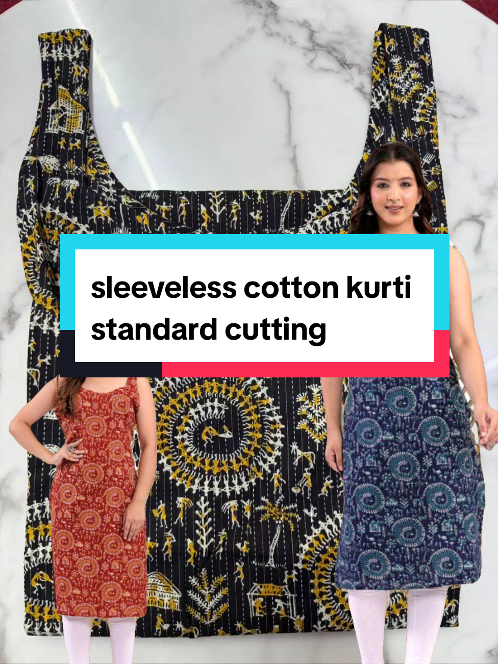 Cotton sleeveless straight kurti normal cutting casual outfit wear. #sleevelesskurti #cottonkurti # #clicktheyellowbasket 
