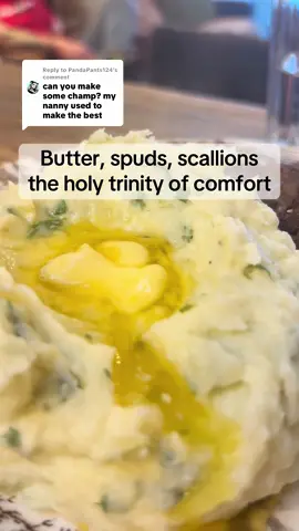 Replying to @PandaPants124 The word champ is believed to come from the old Irish verb “campa” or “champadh,” meaning to mash or pound. That fits perfectly because the dish is basically mashed potatoes with scallions,cream, butter, salt, and pepper,all mashed together until smooth and creamy #northernireland #ireland #champ #potatoes #dinnerwithme @Lidl Northern Ireland 