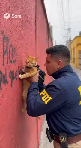 They try to stop him but the cat escapes from the police. . . #cat #police #sora2 #pdi #tadeo 