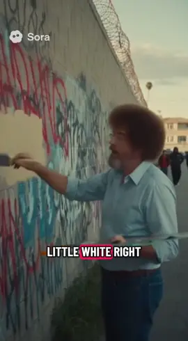 Bob Ross Live - Painting in the Streets: The Graffiti Wall #bobross #graffiti #painting #comedy #fyp 