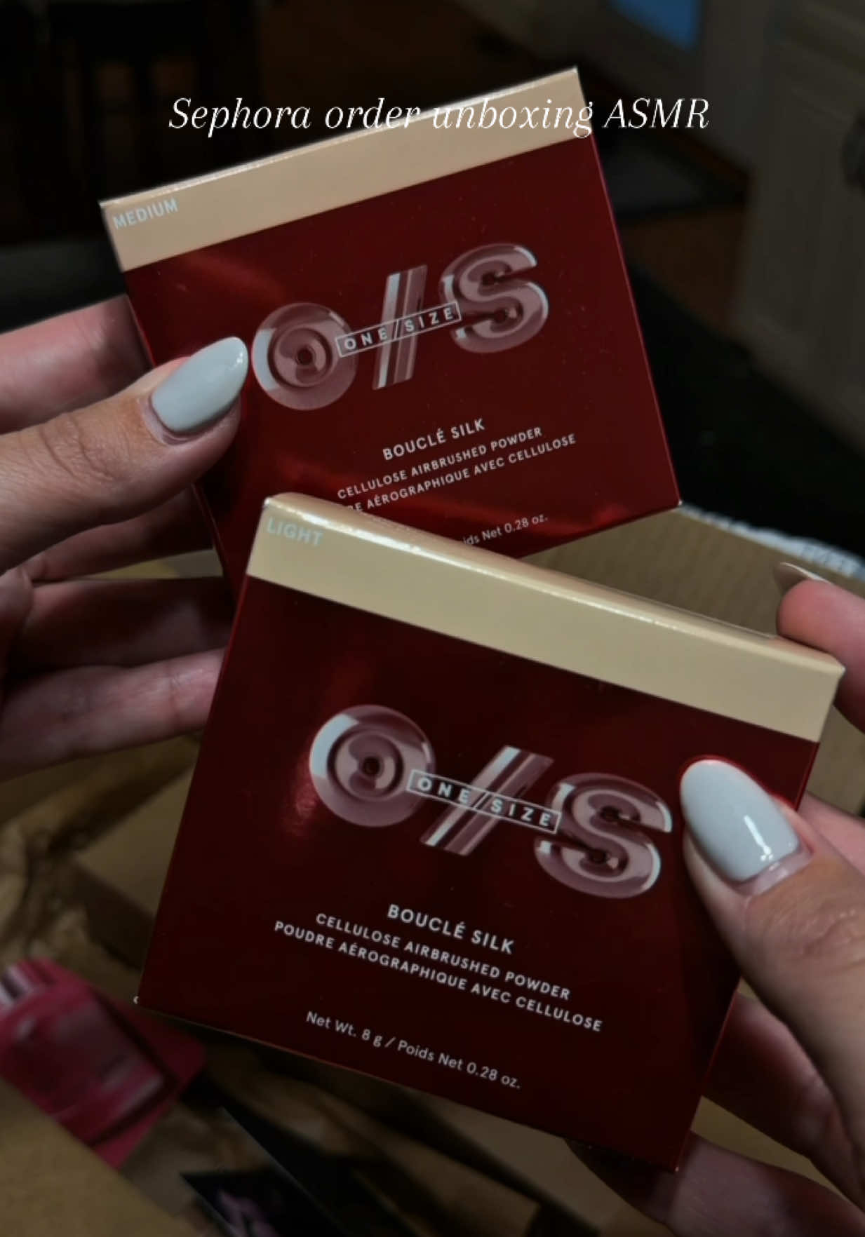 Unbox this small Sephora order with me!  @ONE SIZE BEAUTY Boucle Silk powders @Diorbeauty Bronzer @Natasha Denona eyeshadow palette @rhode skin pocket blush #makeuphaul #sephorahaul #unboxing #makeupasmr #asmr 