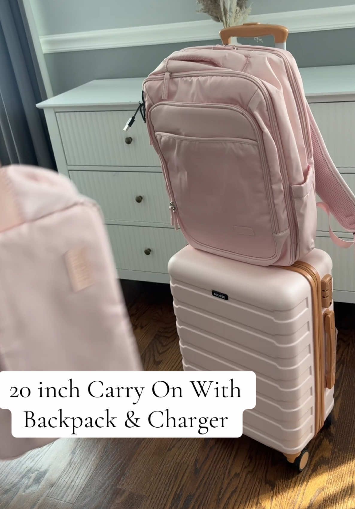 20 inch carry on luggage with backpack and charger #luggageset  #travel #carryon  #luggage #suitcase 