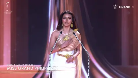'My heart aches for my country, drowned by corruption, and for the lives lost to earthquakes and typhoons.' Philippines’ bet Emma Tiglao emphasized that peace begins with empathy during her speech in one of the segments of the Miss Grand International 2025 finale tonight, Oct. 18, 2025. COURTESY: Miss Grand Philippines/Instagram #GMANews