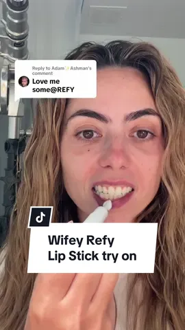 Replying to @Adam✨Ashman when wifey gets influenced and adventurous and tries on the new @REFY Lip Sticks with me 🙌 don’t mind our renovation in the back and her cute Brooklyn accent 😜 #makeup #lipstick #thelipsticklesbians #couplegoals 