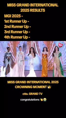 MISS GRAND INTERNATIONAL 2025 IS PHILIPPINES 🇵🇭 EMMA MARY TIGLAO 👑 1st Runner Up - THAILAND 🇵🇭 2nd Runner Up - SPAIN 🇪🇸 3rd Runner Up - GHANA 🇬🇭 4th Runner Up - VENEZUELA 🇻🇪 CONGRATULATIONS 👏👏👏👏👏 #MISSGRANDINTERNATIONAL2025 #MISSGRANDINTERNATIONAL #MISSGRANDPHILIPPINES #EMMAMARYTIGLAO #MGI2025  CTTO. GRAND TV