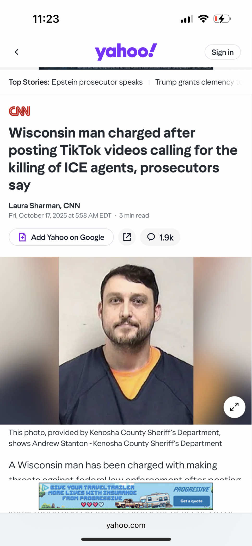 Andrew Stanton- Wisconsin man charged after posting TikTok videos calling for the death of ICE agents. #fyp #ICE 