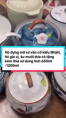 #TikTokAwardsVN #xuhuong #tiktok #xuhuongtiktok #ilovetiktok Hũ đựng mỡ sứ vần cổ kiểu Nhậtt, hũ gia vị, âu muối dưa cà tặng kèm thìa sứ dung tích 650ml -1200ml
