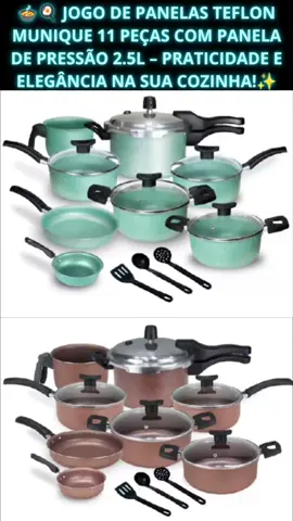 https://s.shopee.com.br/8pdGPCeMeX #copia #cola #shopee #☝️☝️  💫Jogo de Panelas Teflon Munique 11 Pcs com Panela de Pressão fechamento externo de 2.5L