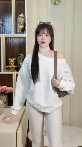 ÁO NỈ SWEATER trễ vai #champhanriview 