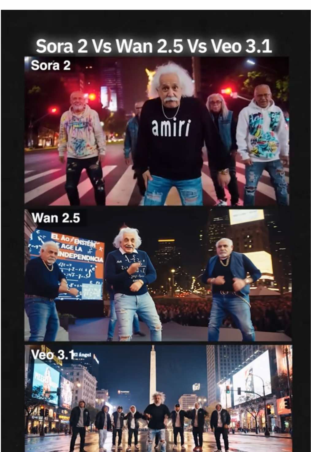 Sora 2 vs Veo 3.1 vs Wan 2.5 Las 3 inteligencias artificiales más avanzadas del mundo ya pueden crear video con sonido. Probamos los tres modelos (Sora 2 de OpenAl, Veo 3.1 de Google y Wan 2.5 la Al china) y los resultados. ¿Cuál crees que generó el mejor resultado?