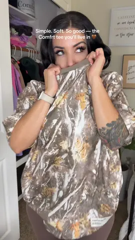 The Comfrt Camo Tee, I’m wearing an XS. 🤎 @Comfrt  #camo #oversizedtee #fallfashioninspo #tiktokshopblackfriday #tiktokshopcreatorpicks 