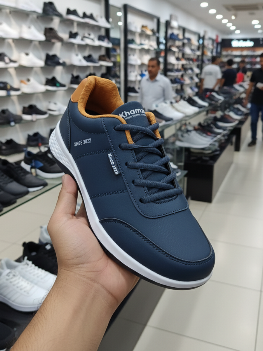 Sepatu Sneakers Pria Casual Original 100% Import Premium Terbaru Khamzo D06 Navi Spatu Cowok Santai Shoes Snekers Kasual Running Kerja Hitam Sport Olahraga Black#sneakers #sepatupria #sepatusport 