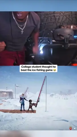 College student thought he beat the ice fishing game 😭 #kickstreaming 