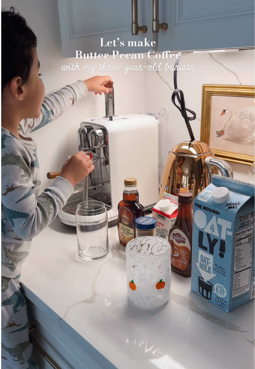 Making butter pecan coffee with my toddler ☕️✨ Leo’s favorite activity lately. He’s become my little barista! Including my toddler and my 8-year-old in the little things I do has become so much easier, especially with a five-year age gap between them. It’s been so sweet having them “help” around the house. 🤍 #momlife #boymom #familymoments #coffeetime #butterpecancoffee