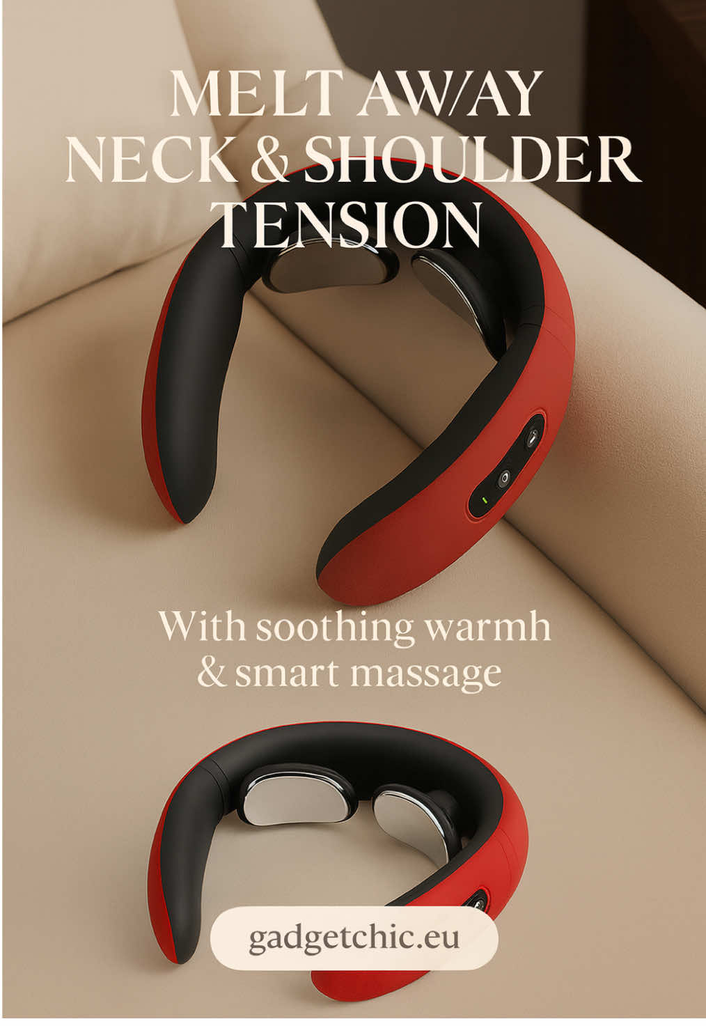 💆‍♀️ Melt away tension & stress in seconds 💫 The Smart Neck & Shoulder Massager combines soothing warmth with deep relaxation ⚡️ Perfect after a long day — instant relief, anytime, anywhere! 📦 Available now on GadgetChic.eu #NeckMassager #SmartMassage #RelaxationTime #TensionRelief #WellnessGadget       
