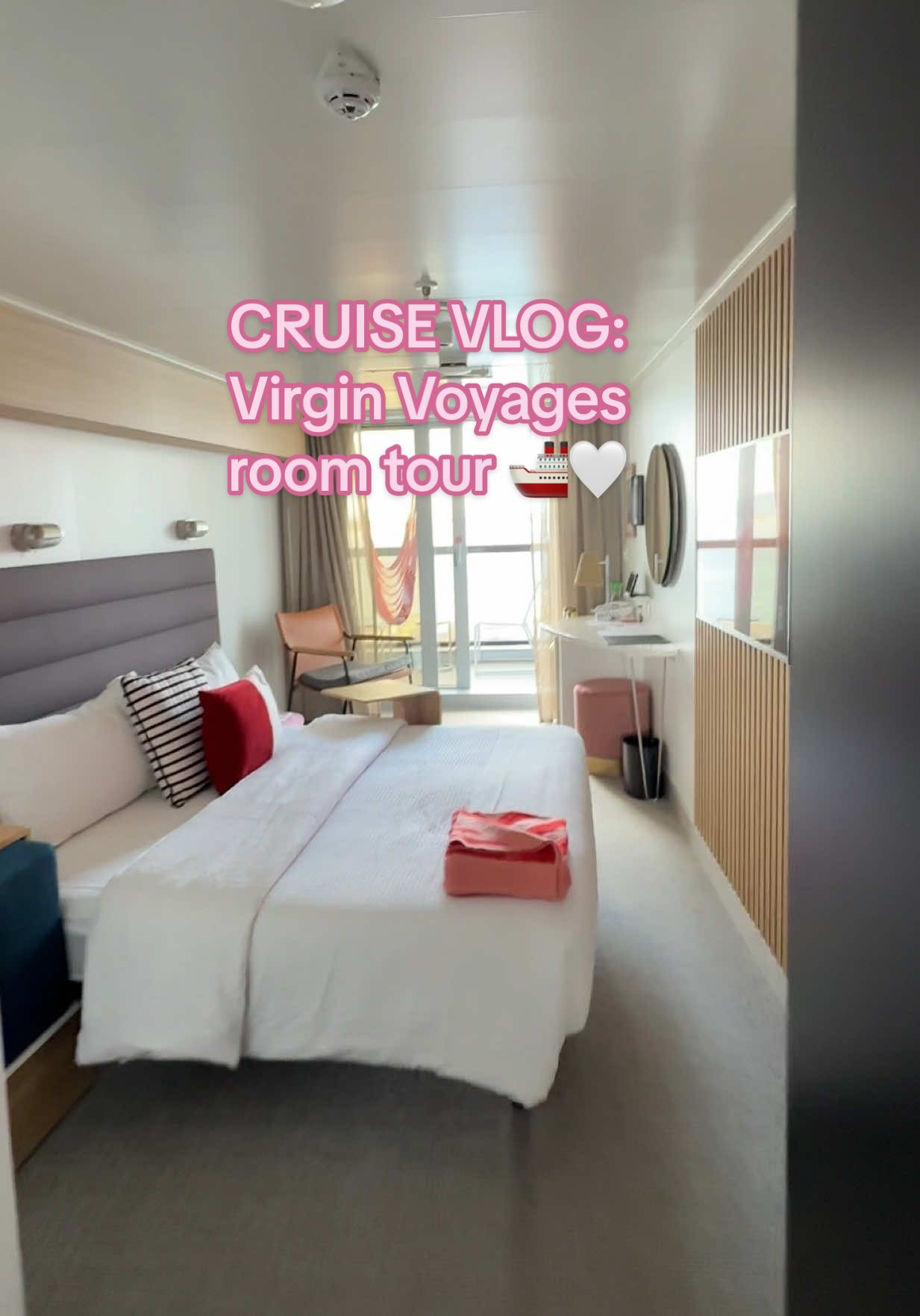 room tour of our VIP suite on board @Virgin Voyages cruise 🚢🤍 #virginvoyages #RoomTour #cruisevlog #cruisetok 