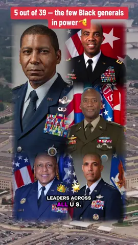 Only five Black four-star generals remain among the 39 active-duty leaders in America’s military, a powerful reminder of both progress and perseverance. Combined, these five men represent over 155 years of service at the highest levels of command. Air Force General Anthony J. Cotton, serving since 1986, now oversees the nation’s nuclear arsenal as head of U.S. Strategic Command. Air Force General Randall Reed, a command pilot with more than 3,500 flight hours, leads global logistics and air mobility operations. Army General Xavier T. Brunson, a combat-tested leader, commands U.S. Army Forces, shaping America’s ground readiness. General Ronald P. Clark guides U.S. Army Pacific, directing strategic operations across the Indo-Pacific region. And Air Force General Adrian L. Spain, a career pilot and innovator, commands Air Education and Training, preparing the next generation of aviators. Together, they stand as living proof of dedication, excellence, and history in motion.#Leadership#MilitaryExcellence#BlackHistory#RepresentationMatters#FourStarGenerals