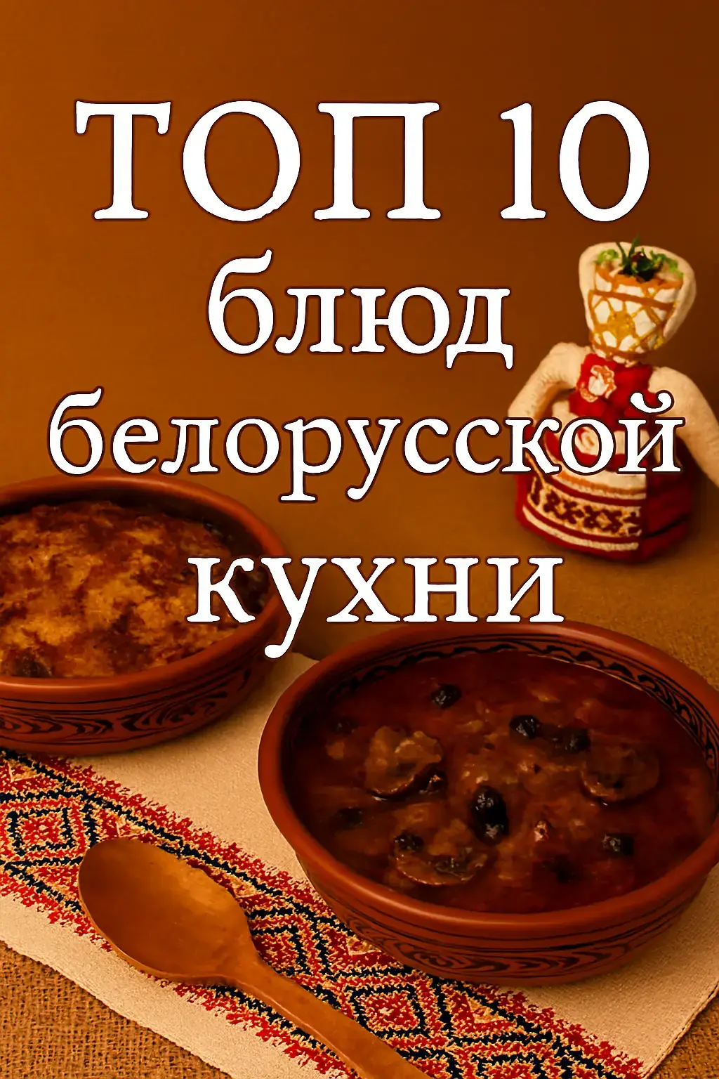 Топ 10 традиционных белорусских блюд 1. Драники      Картофельные оладьи, обжаренные до хрустящей корочки. Часто подаются со сметаной или мясной подливкой. 2. Верашчака      Мясное блюдо на основе свинины, тушёной в соусе с луком и специями. Подаётся с блинами или картофелем. 3. Мачанка      Густой мясной соус (чаще из свинины), в который макают блины или хлеб. Часто готовится на основе сметаны или молока. 4. Крупник      Сытный суп на основе перловки, картофеля и мяса. Иногда добавляют грибы или овощи. 5. Бабка картофельная      Запеканка из тёртого картофеля с луком и салом. Имеет плотную текстуру и насыщенный вкус. 6. Колдуны      Картофельные пирожки с мясной начинкой, напоминающие драники, но с сюрпризом внутри. 7. Збитень      Традиционный напиток на основе мёда, пряностей и трав. Подаётся горячим, особенно зимой. 8. Кулага      Десерт из ягод, муки и мёда. Варится до густой консистенции, напоминает кисель. 9. Кныши      Пирожки с разнообразной начинкой — картофельной, творожной, капустной или мясной. Часто запекаются. 10. Солянка по-белорусски      Густой суп с капустой, мясом и копчёностями. Отличается от русской солянки более простым составом и деревенским стилем. #кухня #тренды #мир #рецепт #еда #ии #мир 