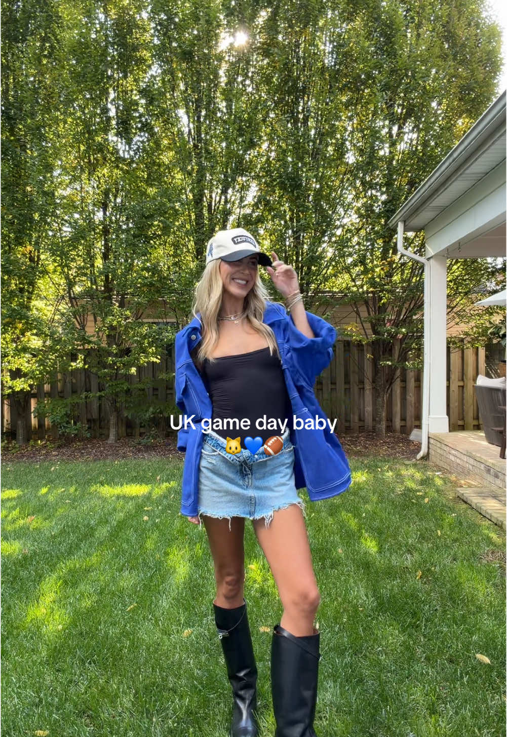 Outfit check before the tailgate 🐱💙🍁