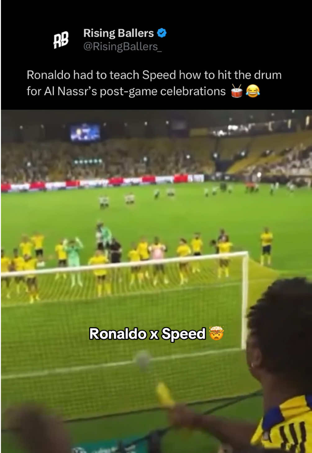 Speed did the drums for Ronaldo & Al Nassr after their win 😭 @IShowSpeed #ronaldo #ishowspeed #speed #funny #goat 