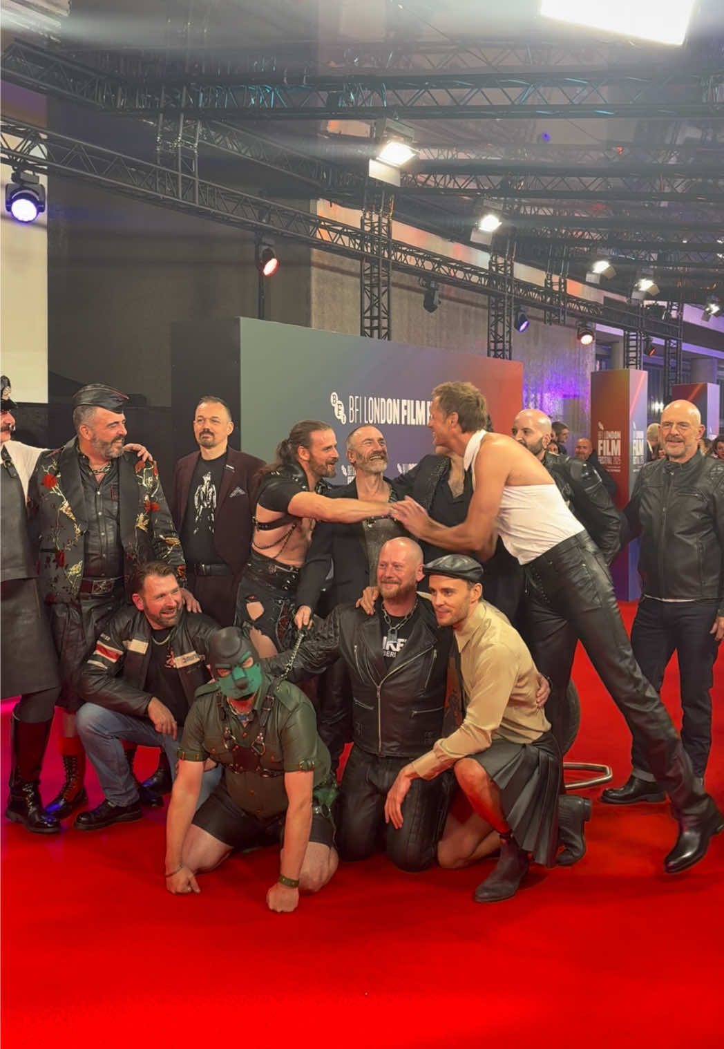 The smiles say it all.  The Pillion cast at #LFF. #AlexanderSkarsgård #HarryMelling  #BFIBacked #NationalLottery 